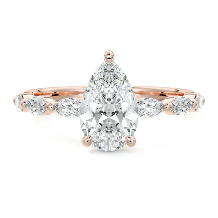 The Pear Marquise Line – Triple Marquise Half Eternity Ring - Image 7