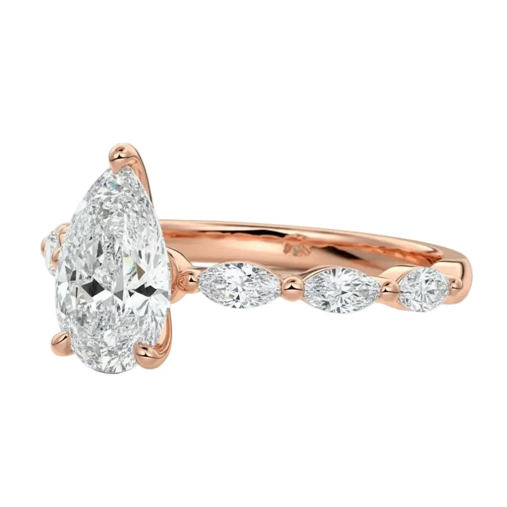 The Pear Marquise Line – Triple Marquise Half Eternity Ring - Image 9