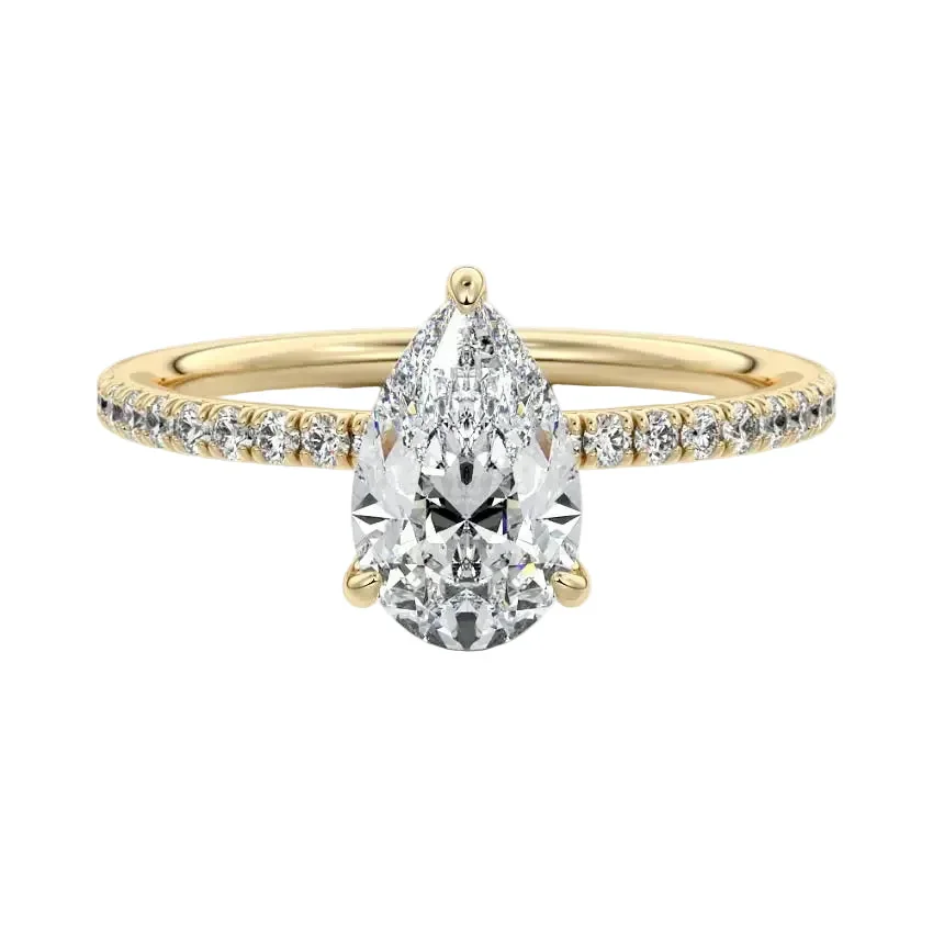 The Pear Stacking Solitaire – Three-Claw Half Eternity Band