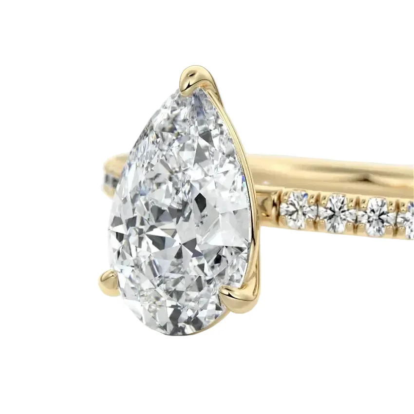 The Pear Stacking Solitaire – Three-Claw Half Eternity Band - Image 2