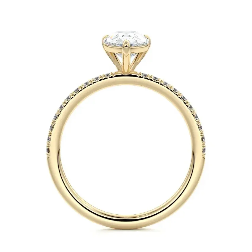 The Pear Stacking Solitaire – Three-Claw Half Eternity Band - Image 3