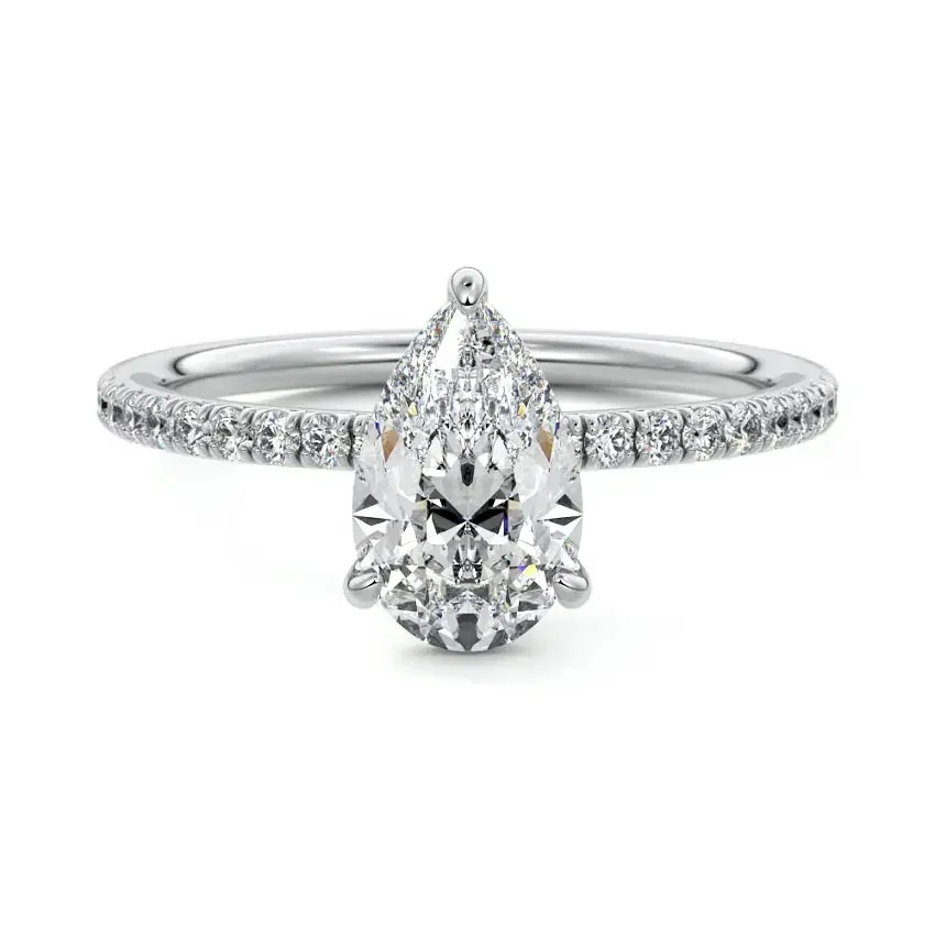 The Pear Stacking Solitaire – Three-Claw Half Eternity Band - Image 4