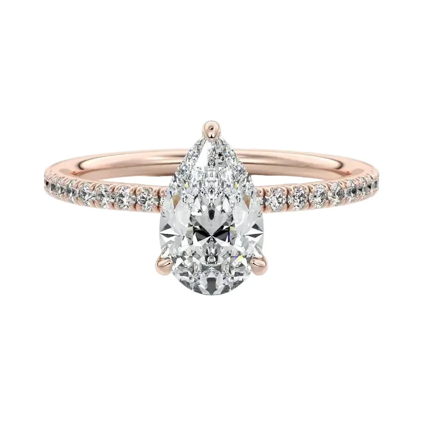 The Pear Stacking Solitaire – Three-Claw Half Eternity Band - Image 6
