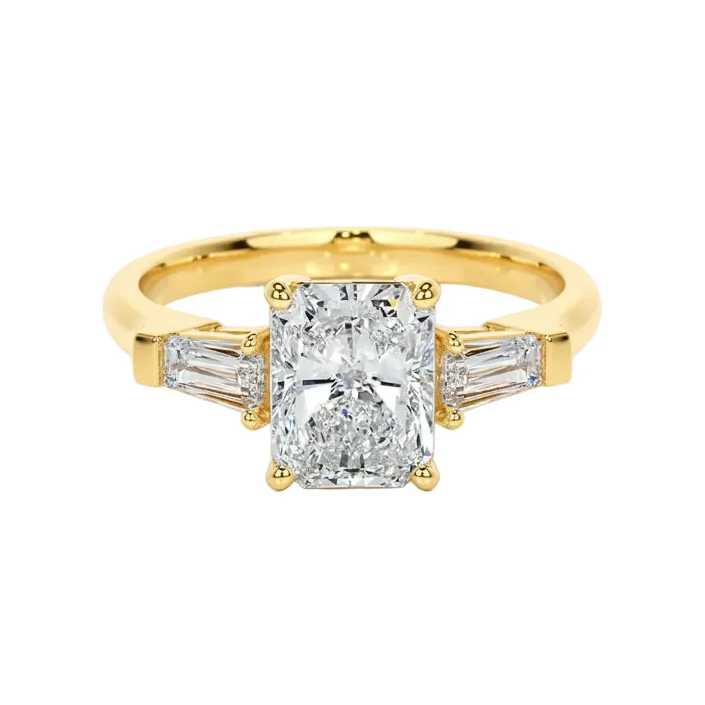 The Radiant Heritage Three-Stone – Art Deco Inspired Engagement Ring