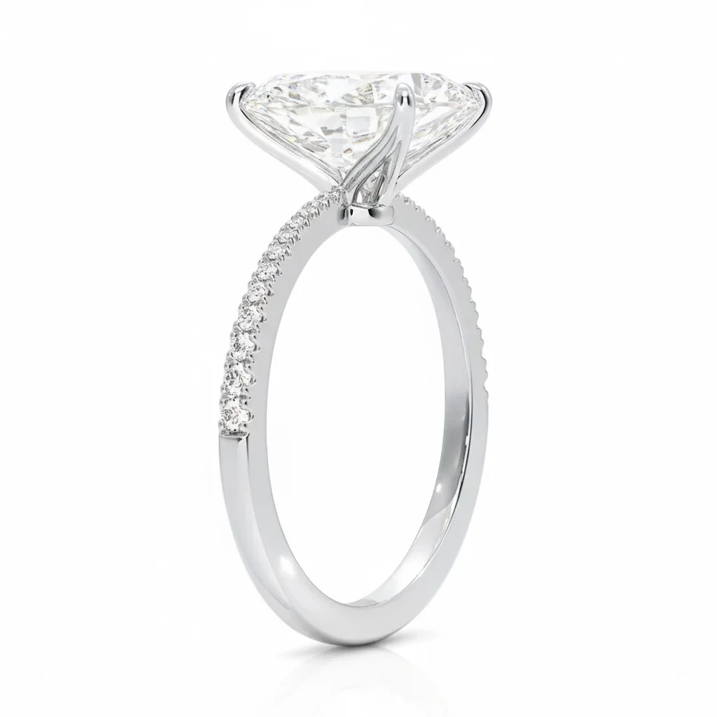 The Radiant Tapered Pavé – Sculpted Solitaire Band - Image 5