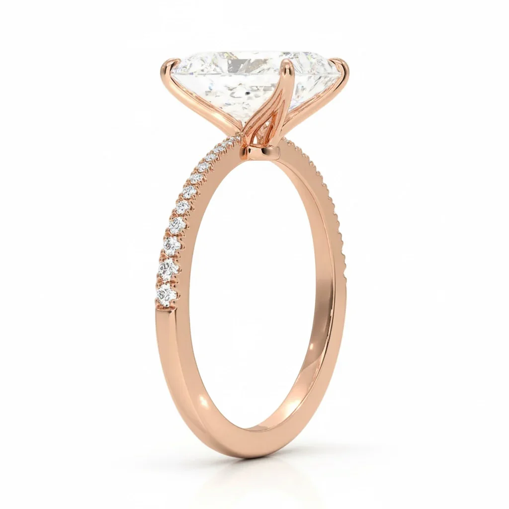 The Radiant Tapered Pavé – Sculpted Solitaire Band - Image 8