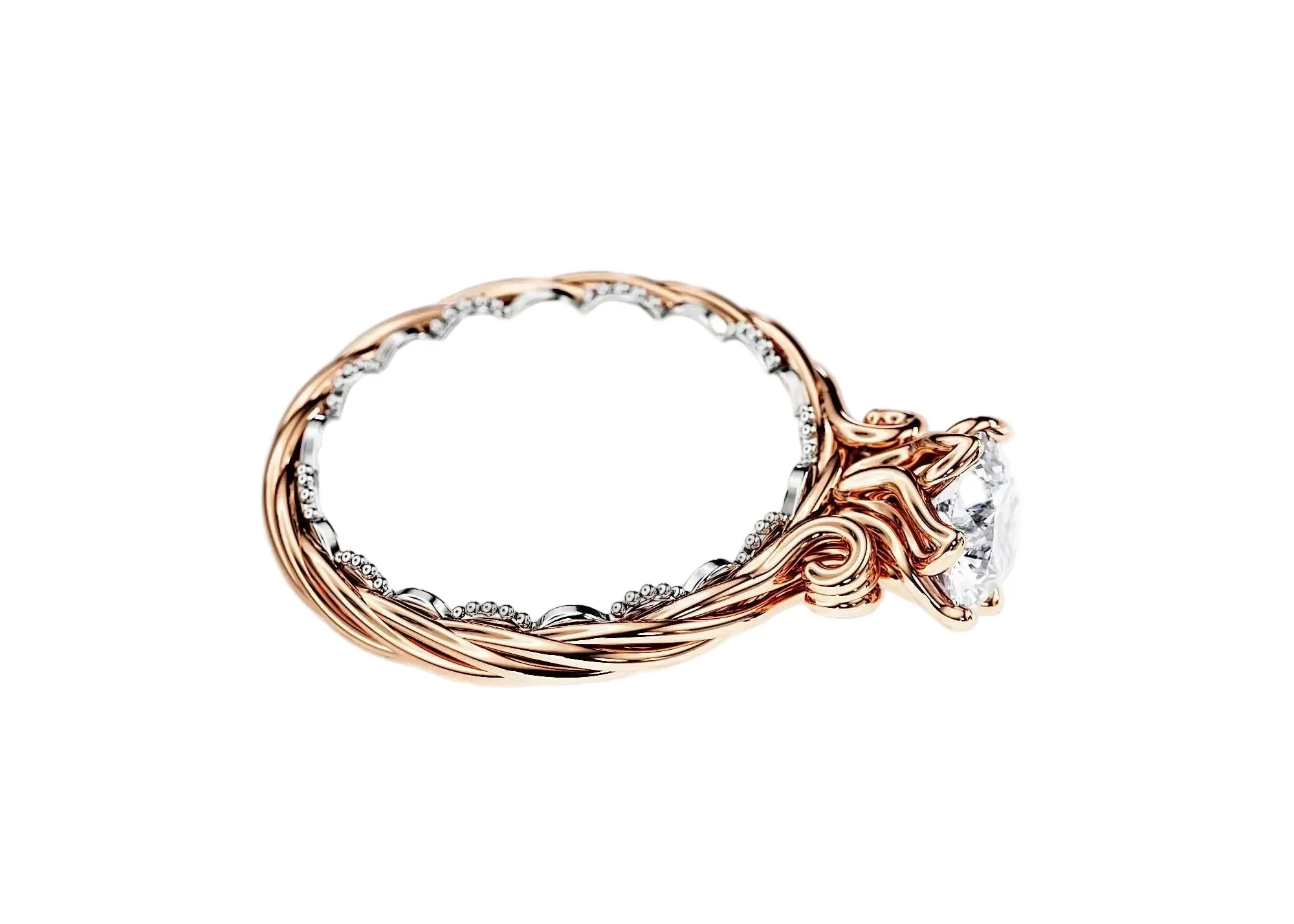 The Round Bespoke Ornate – Masterpiece Two-Tone Filigree Ring - Image 4