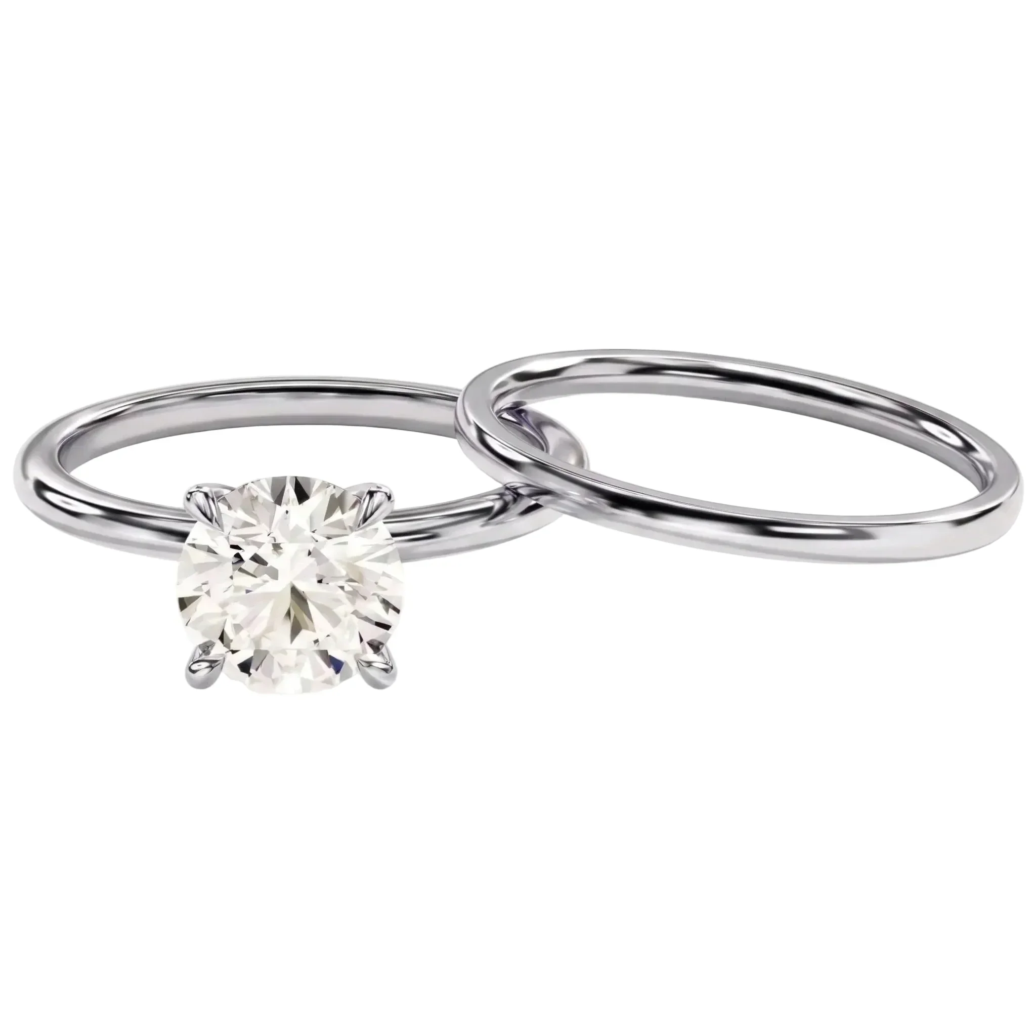 The Round Duo Essence – Minimalist Brilliant Bridal Set - Image 3