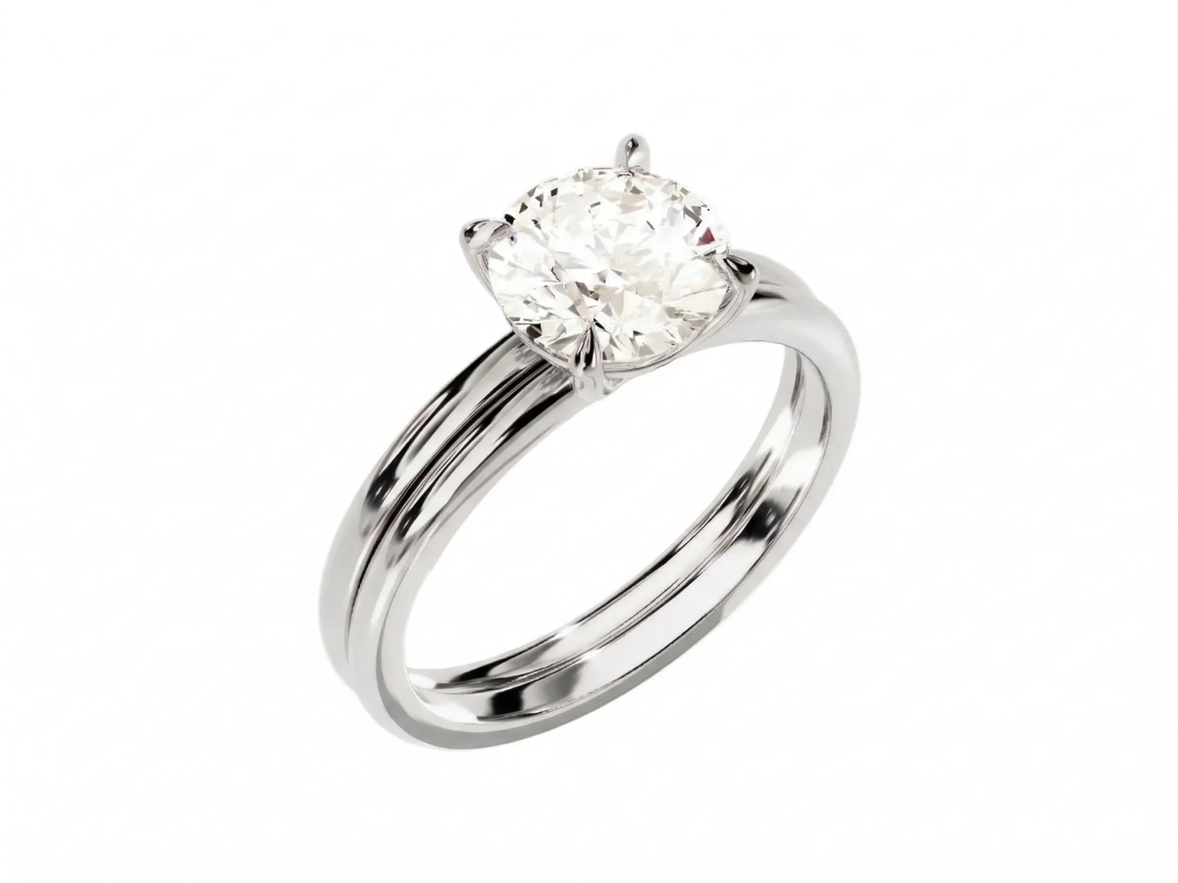 The Round Duo Essence – Minimalist Brilliant Bridal Set - Image 4