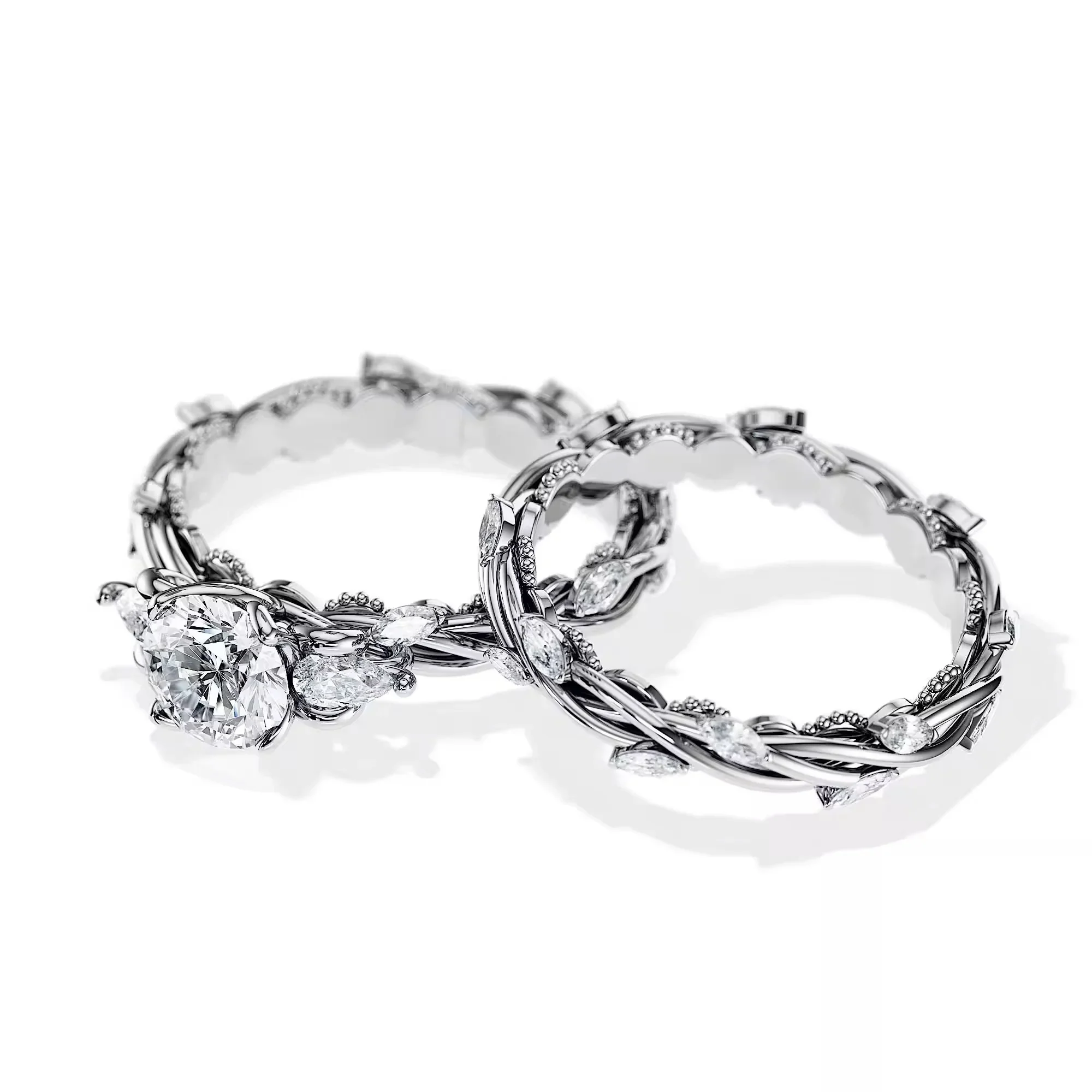 The Round Duo Fusion – Elegant and Unique Two-Tone Bridal Set - Image 6
