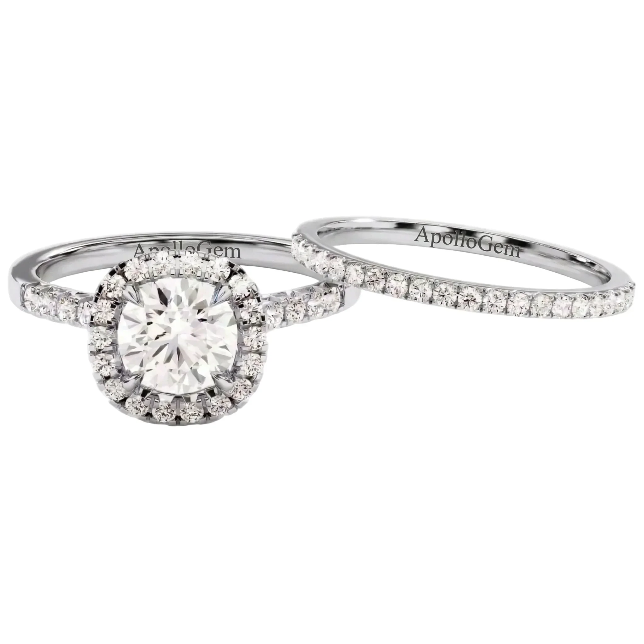 The Round Duo Halo Pavé – Radiant Brilliance Bridal Set - Image 5