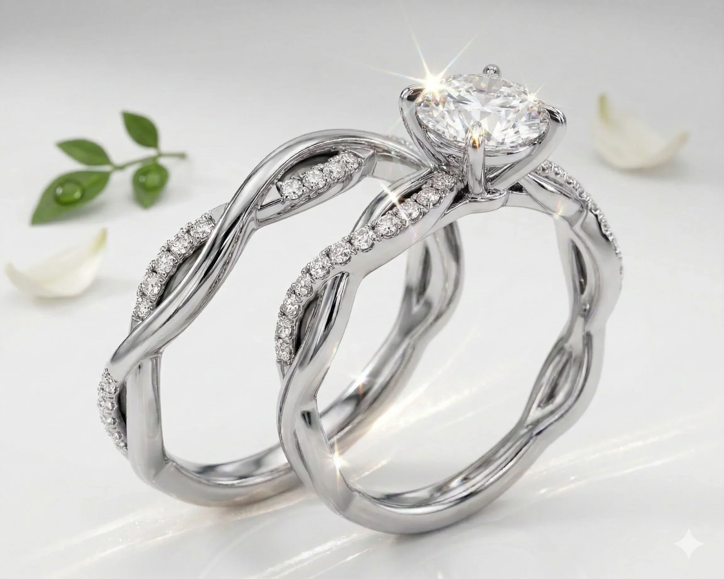 The Round Duo Helix Wrap – Infinite Radiance Bridal Set - Image 5