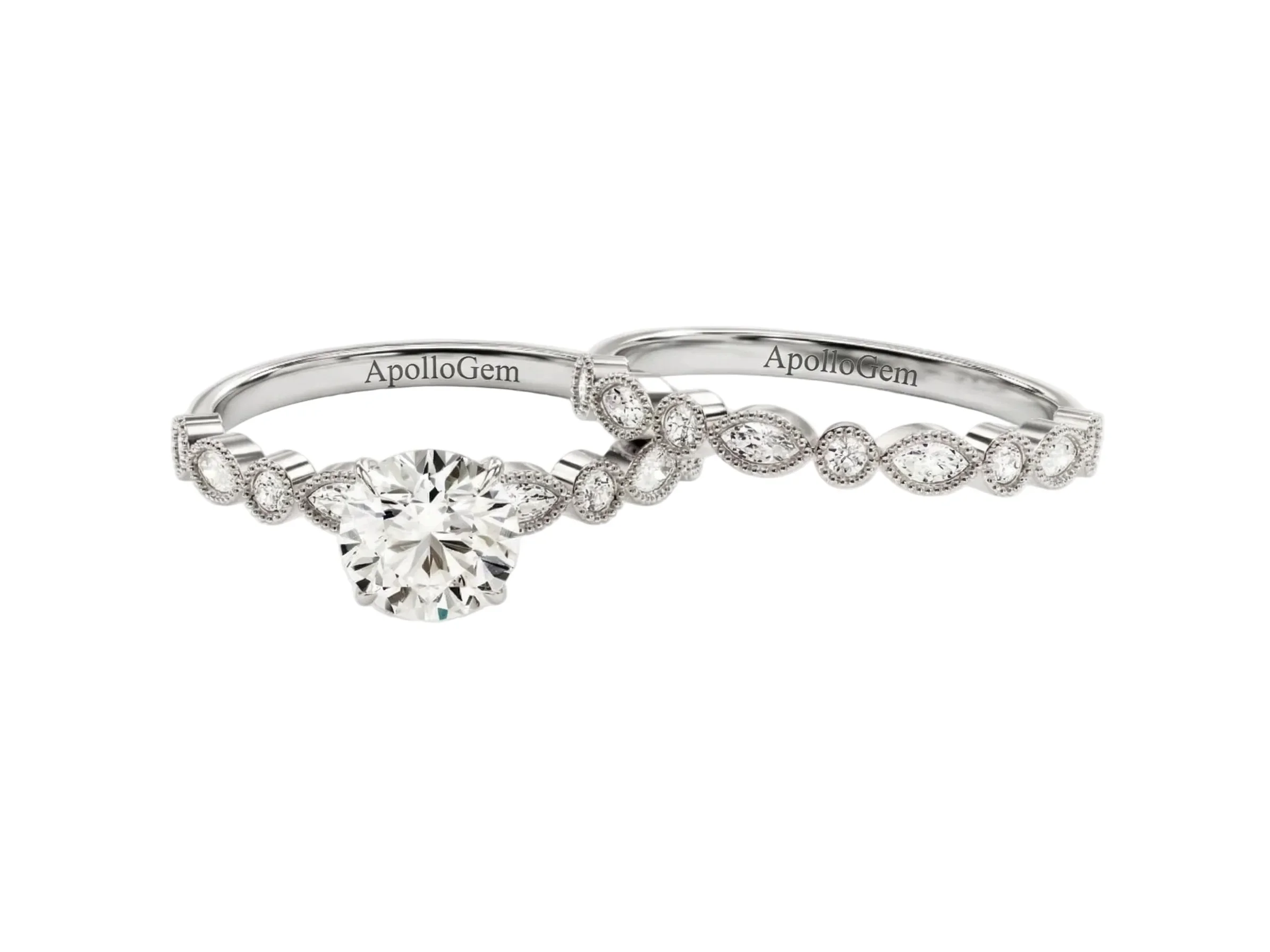 The Round Duo Heritage – Timeless Solitaire Eternity Bridal Set - Image 3