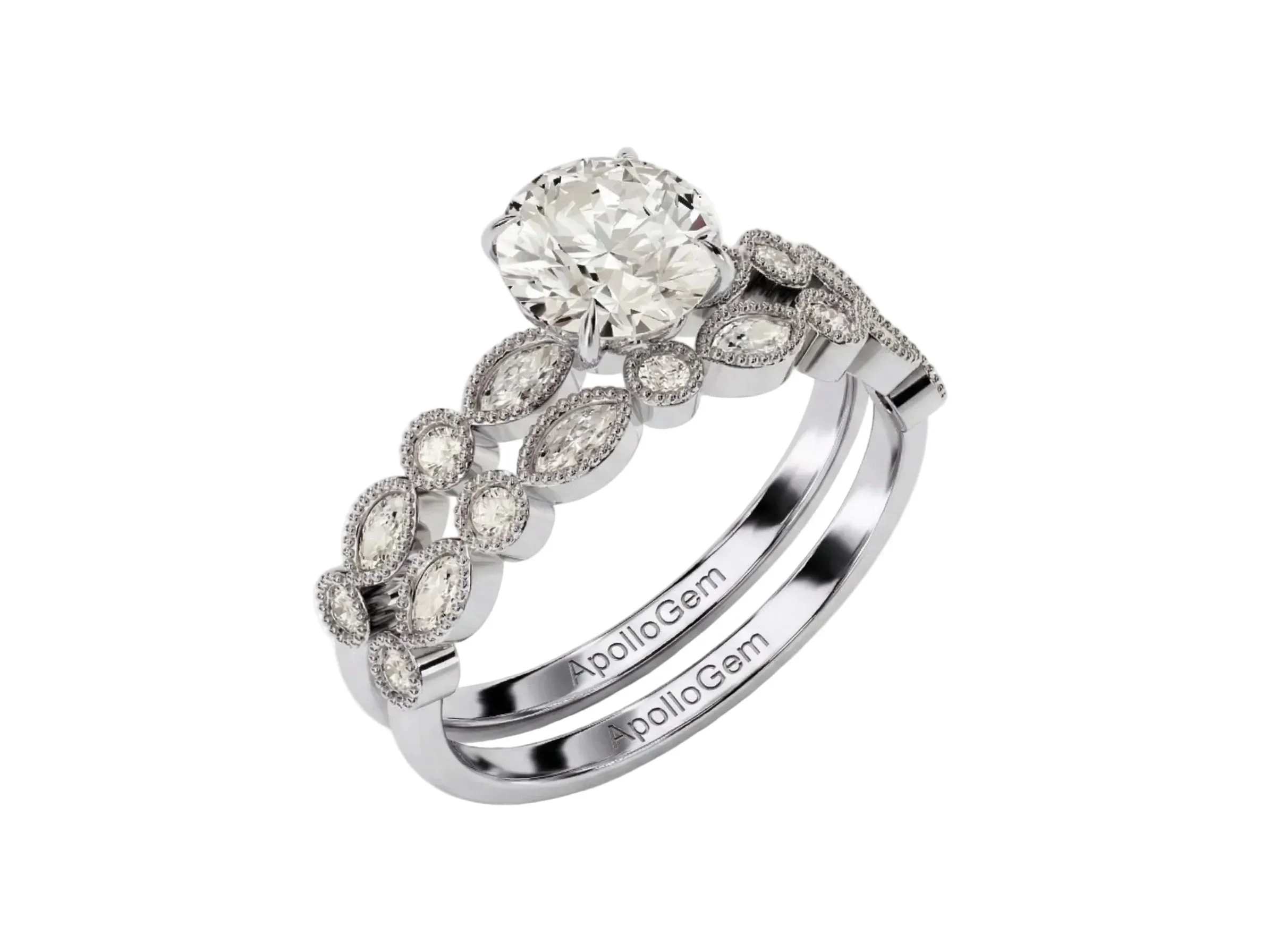 The Round Duo Heritage – Timeless Solitaire Eternity Bridal Set - Image 4