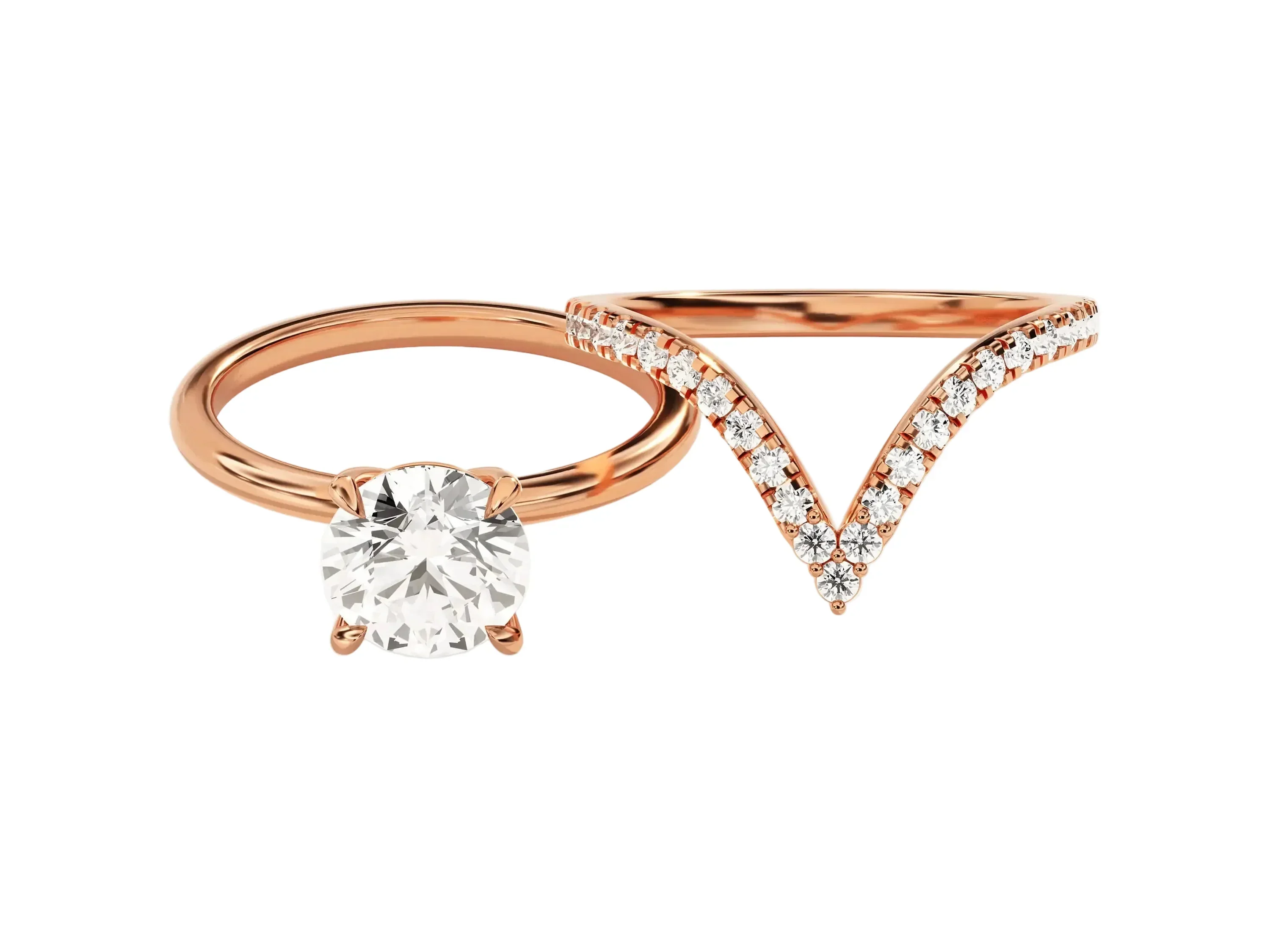 The Round Duo Leaf Accent – Elegant Floral Solitaire Bridal Set - Image 5
