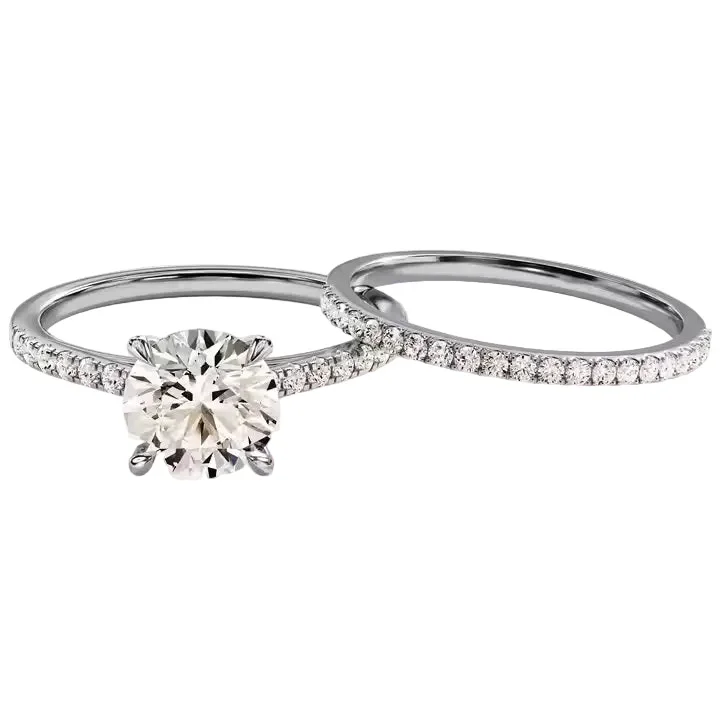 The Round Duo Pavé – Radiant Intertwined Bridal Set - Image 3