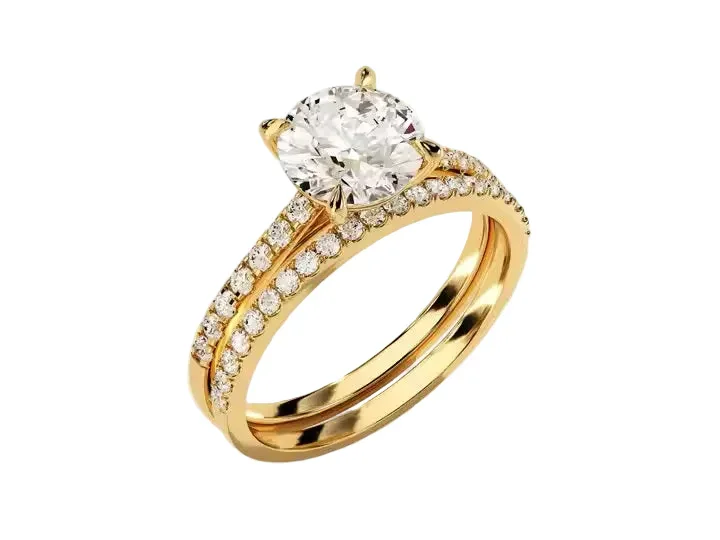 The Round Duo Pavé – Radiant Intertwined Bridal Set - Image 4