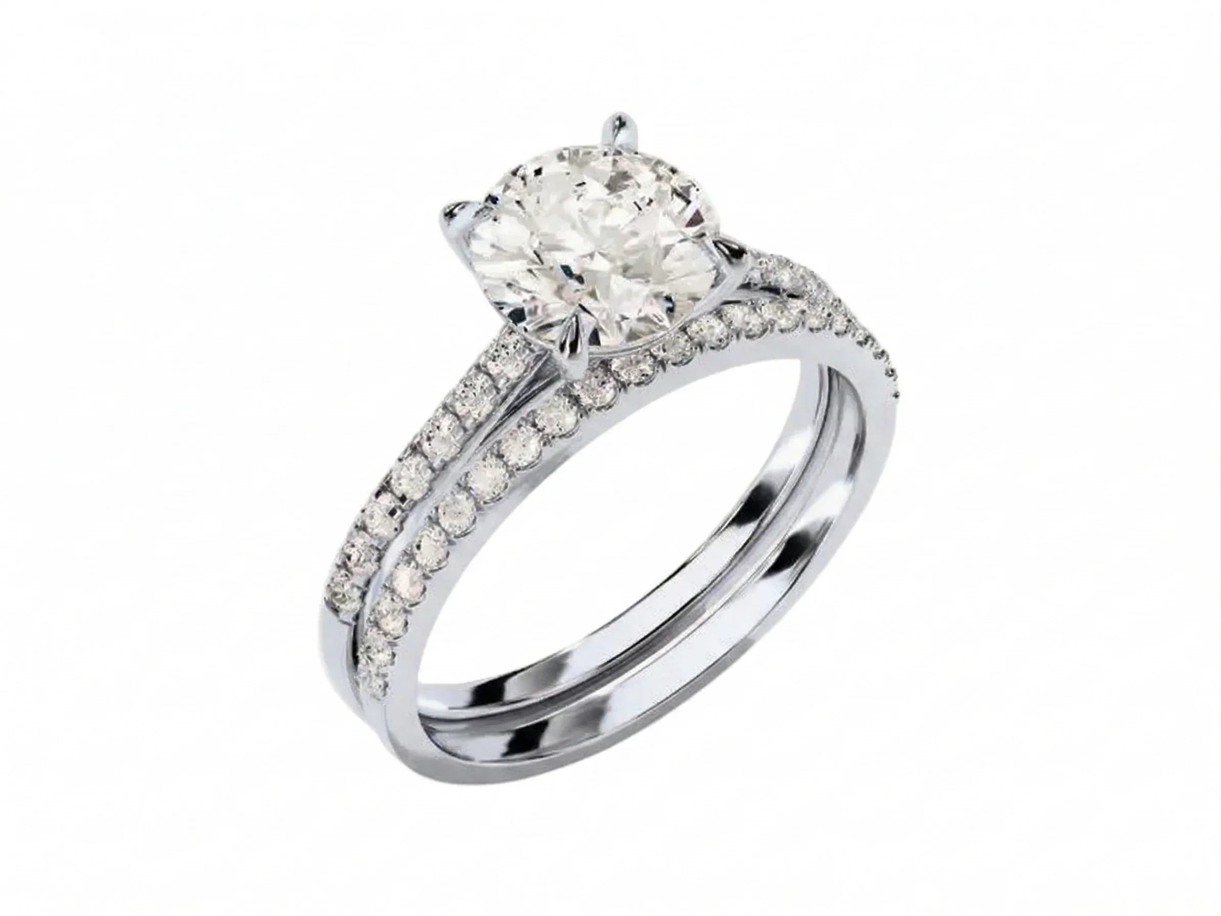 The Round Duo Pavé – Radiant Intertwined Bridal Set - Image 6