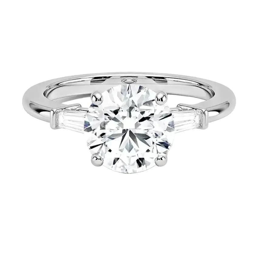 The Round Grandeur Three-Stone – Timeless Brilliant Baguette Ring - Image 3
