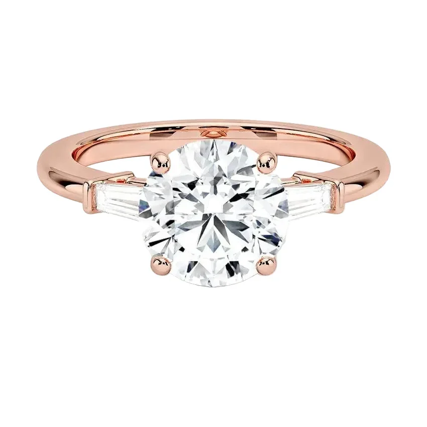 The Round Grandeur Three-Stone – Timeless Brilliant Baguette Ring - Image 6
