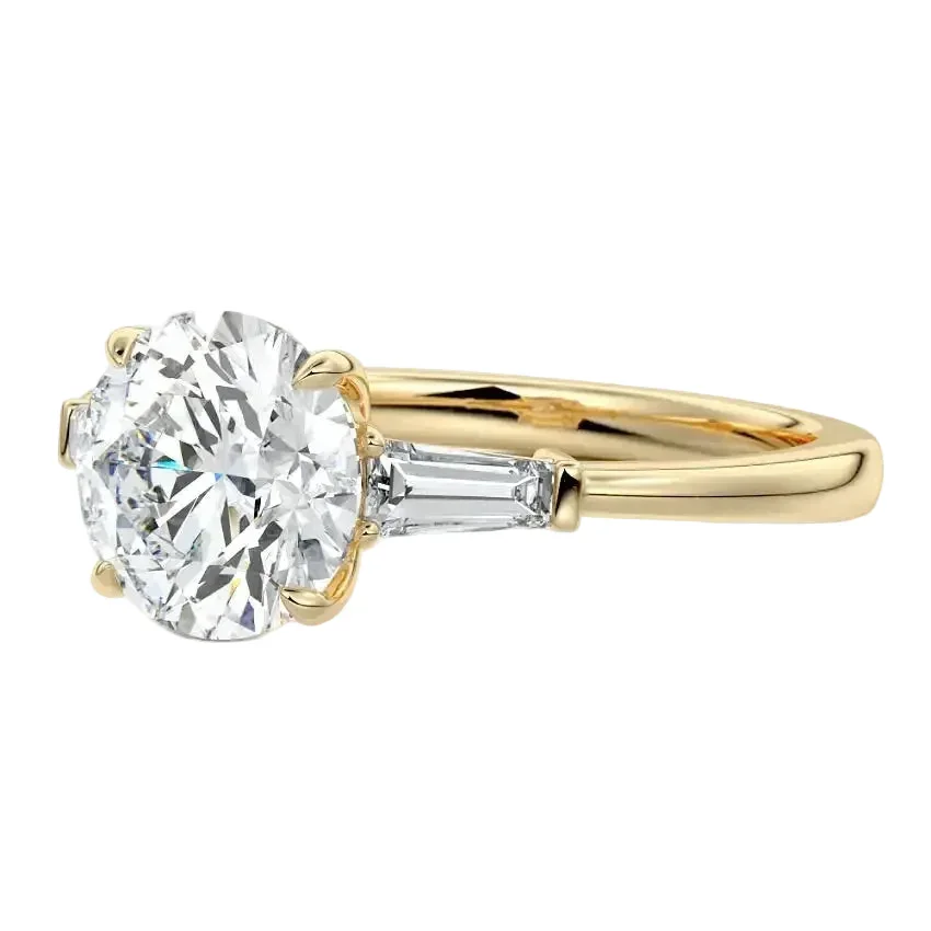 The Round Grandeur Three-Stone – Timeless Brilliant Baguette Ring - Image 3