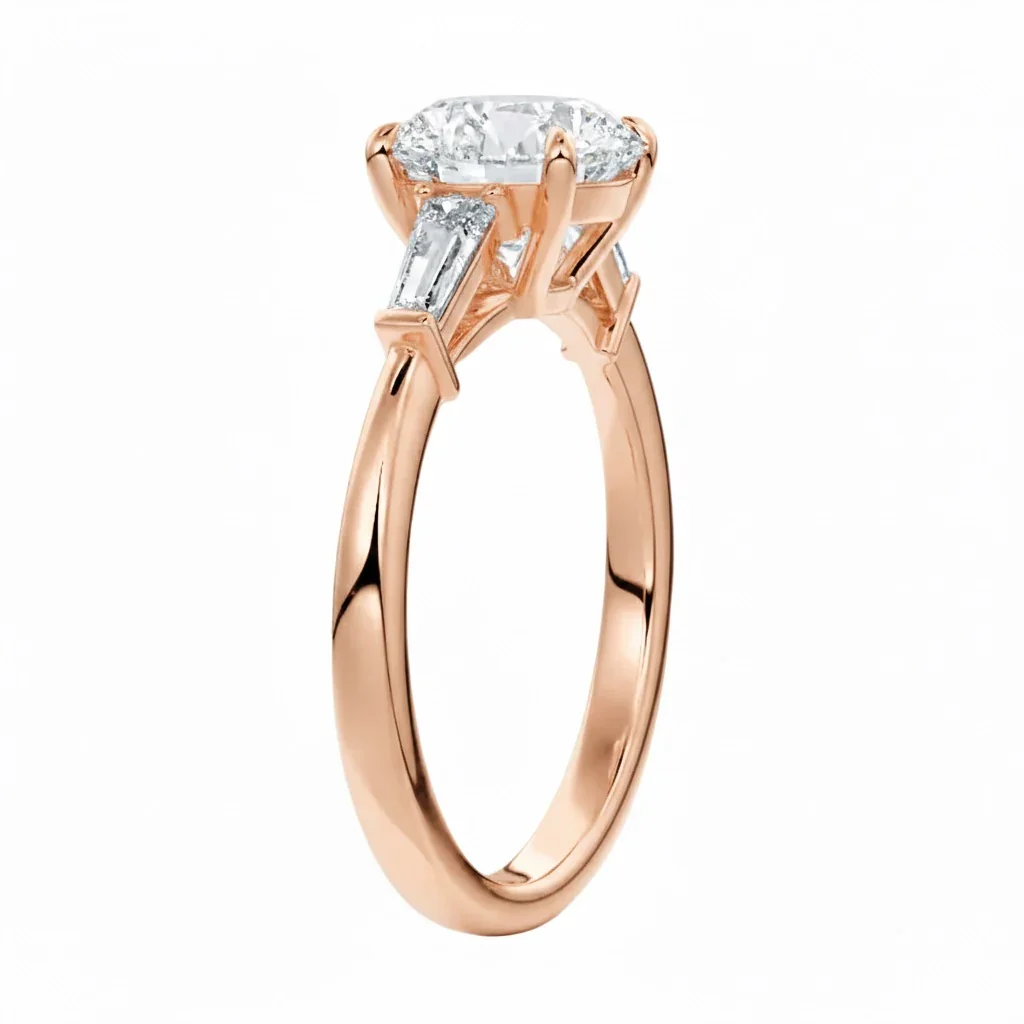 The Round Grandeur Three-Stone – Timeless Brilliant Baguette Ring - Image 5