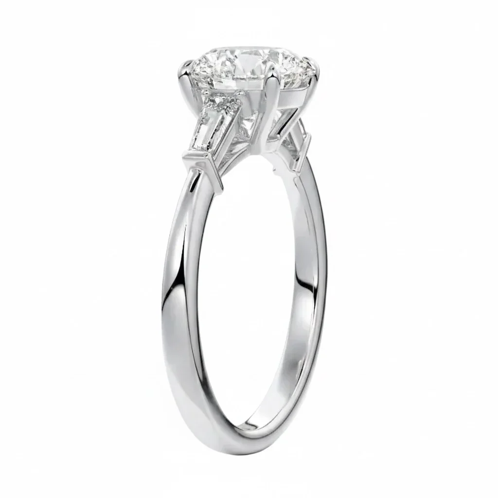 The Round Grandeur Three-Stone – Timeless Brilliant Baguette Ring - Image 7