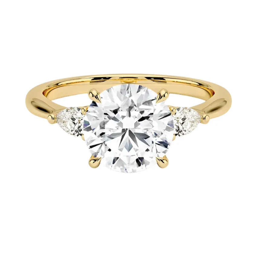 The Round Pear Trinity – Brilliant Teardrop Accent Ring