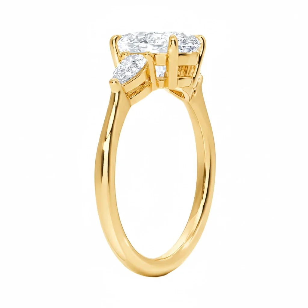 The Round Pear Trinity – Brilliant Teardrop Accent Ring - Image 2