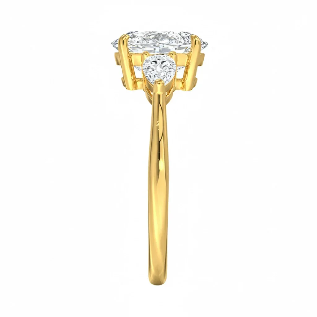The Round Pear Trinity – Brilliant Teardrop Accent Ring - Image 3