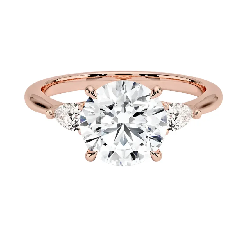 The Round Pear Trinity – Brilliant Teardrop Accent Ring - Image 7