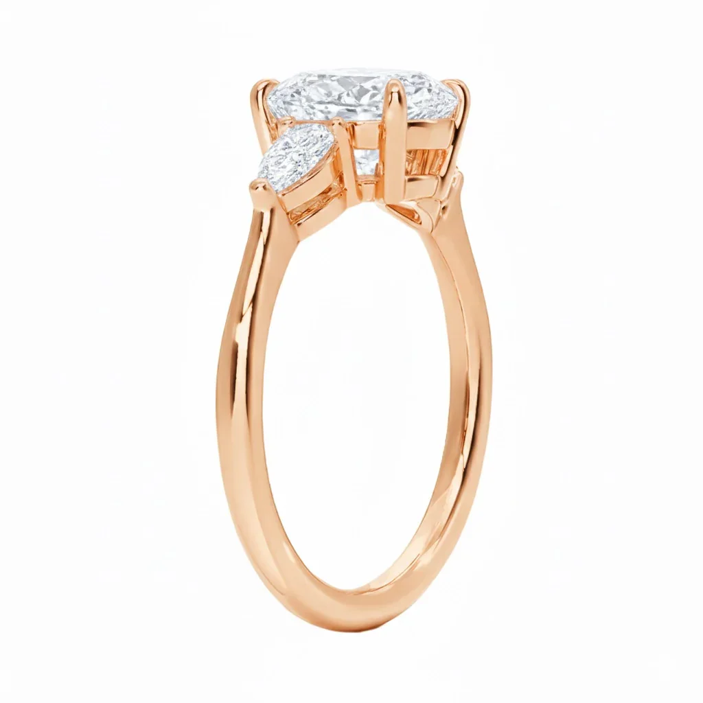 The Round Pear Trinity – Brilliant Teardrop Accent Ring - Image 8