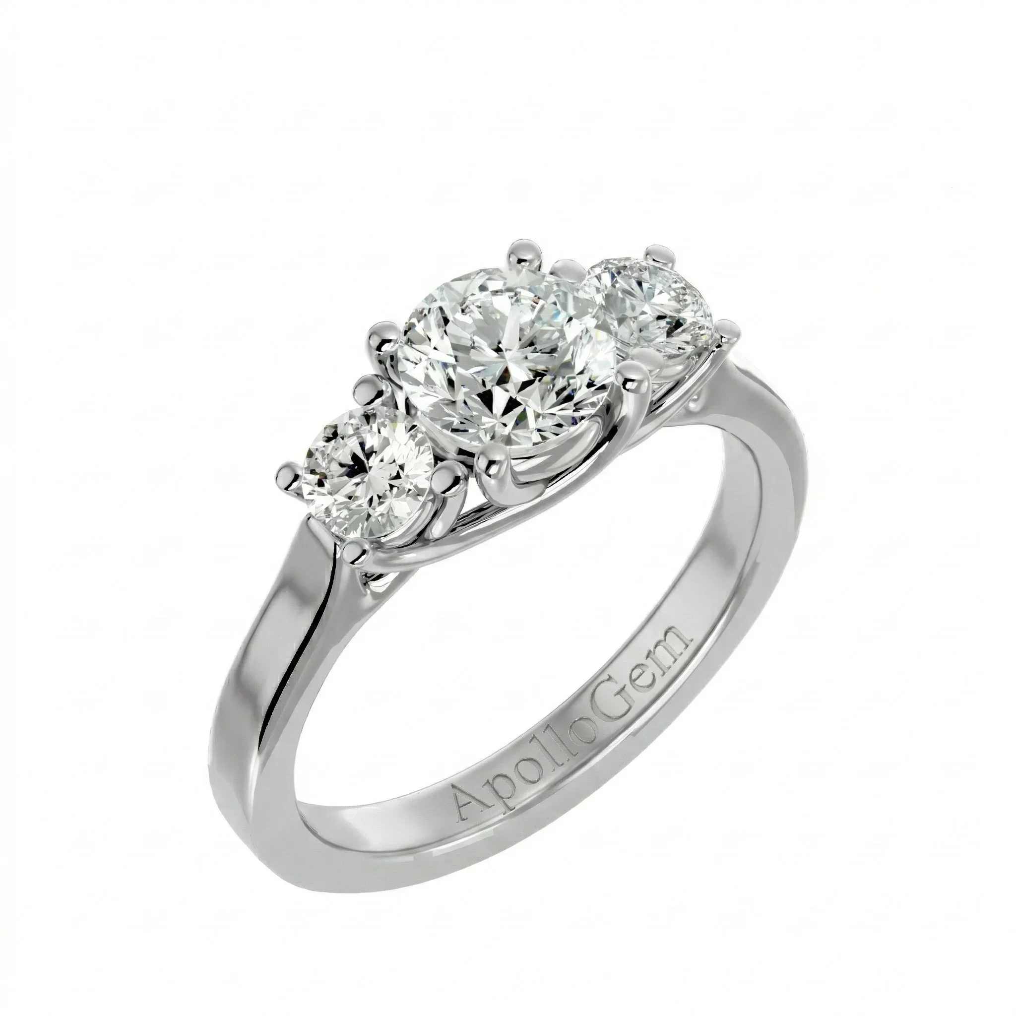 The Round Trellis Trilogy – Symbolic Brilliant Three-Stone Ring - Image 5