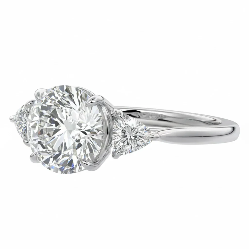 The Round Trinity – Classic Brilliant Trillion Ring - Image 5