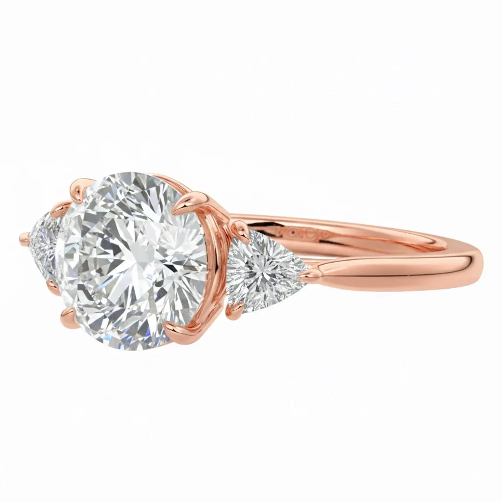 The Round Trinity – Classic Brilliant Trillion Ring - Image 7