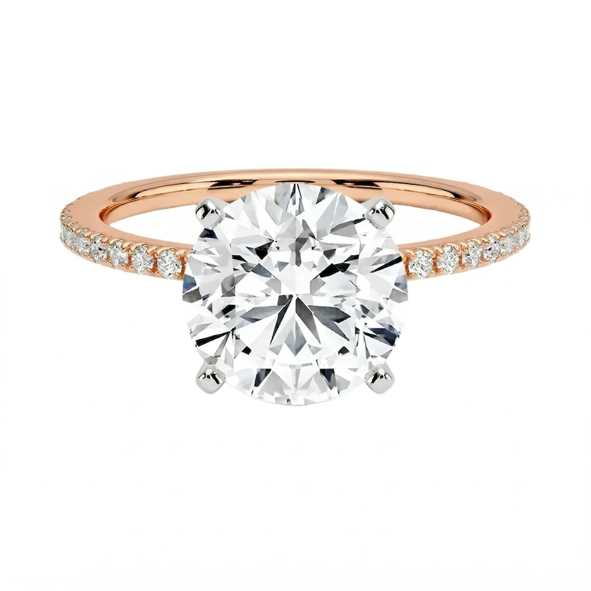 The Round Two-Tone Sculpted Solitaire – Ice-Prong Band - Image 4