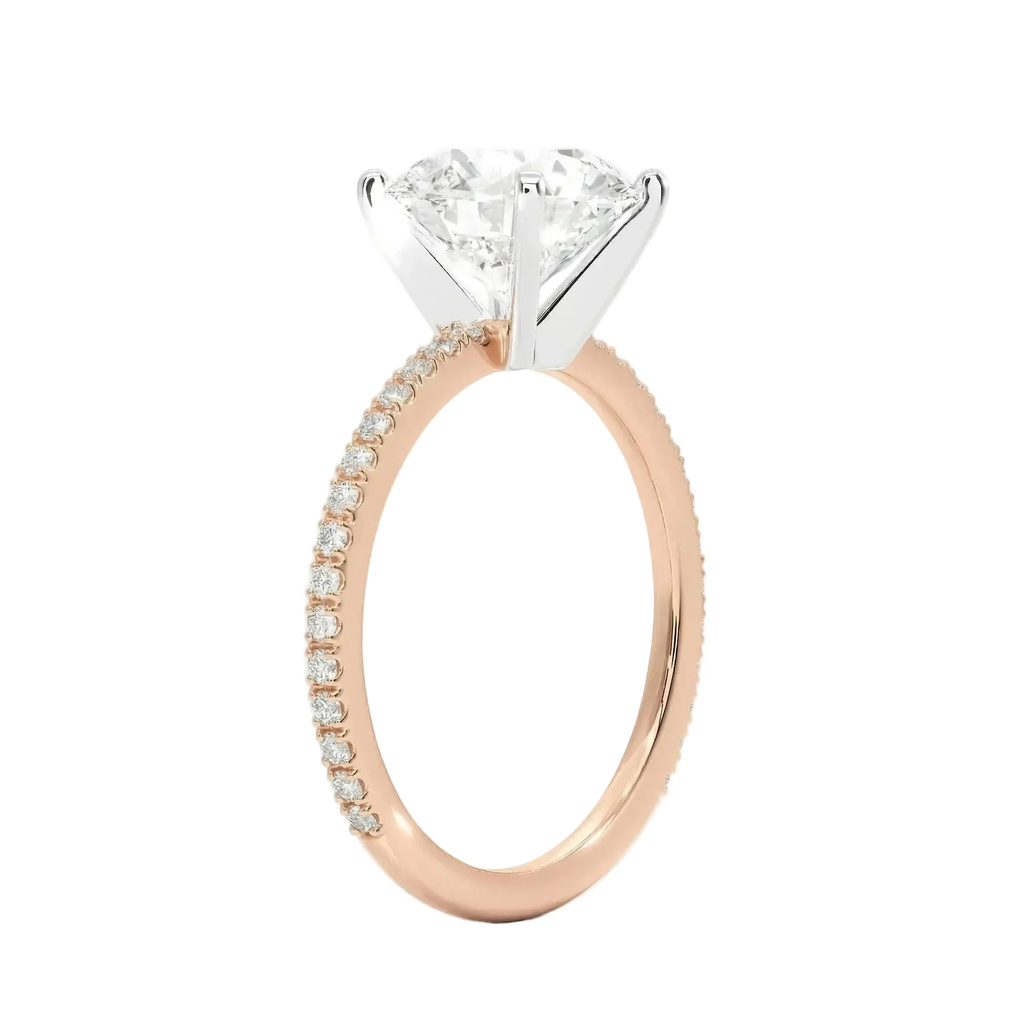 The Round Two-Tone Sculpted Solitaire – Ice-Prong Band - Image 5