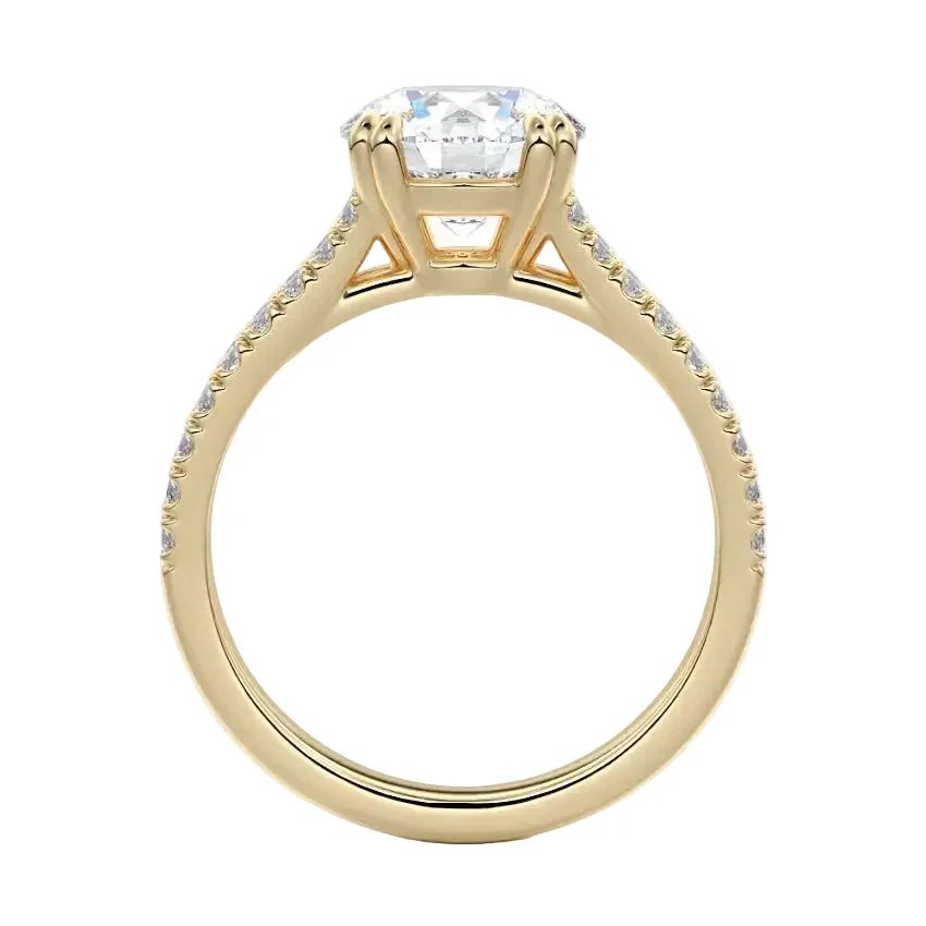 The Round V-Split Cathedral – Double Claw Pavé Ring - Image 3
