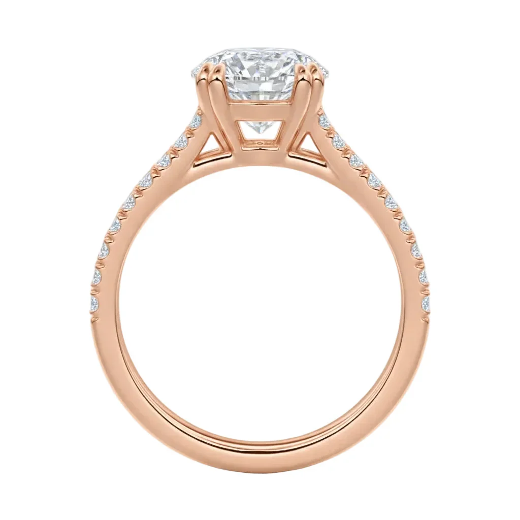 The Round V-Split Cathedral – Double Claw Pavé Ring - Image 6
