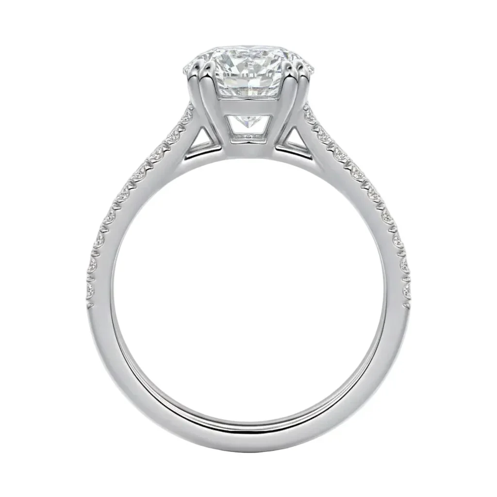 The Round V-Split Cathedral – Double Claw Pavé Ring - Image 9
