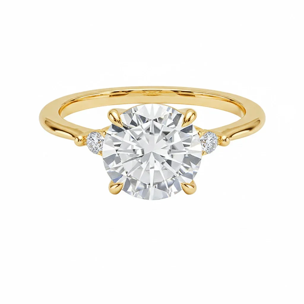 The Round Willow Three-Stone – Brilliant Pear Grace Ring