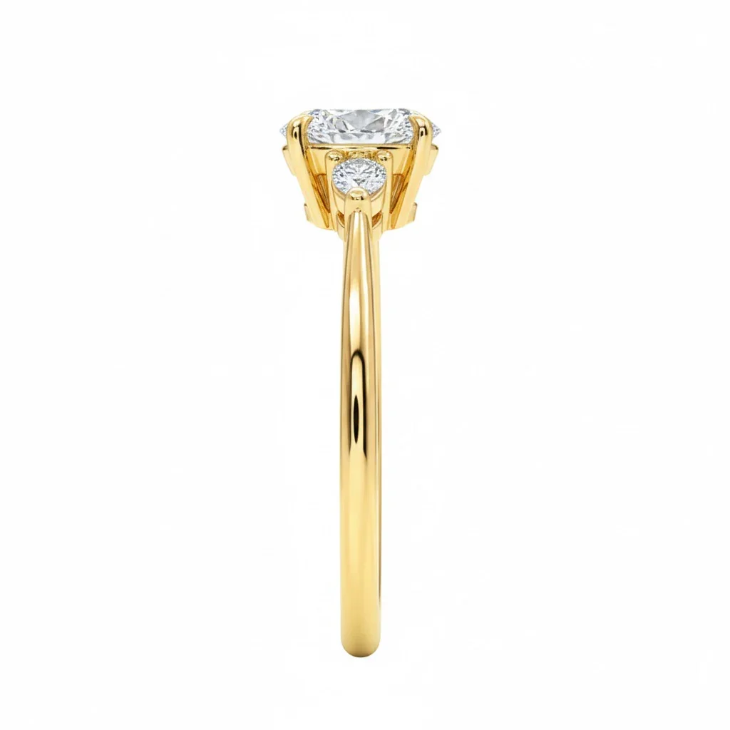 The Round Willow Three-Stone – Brilliant Pear Grace Ring - Image 3