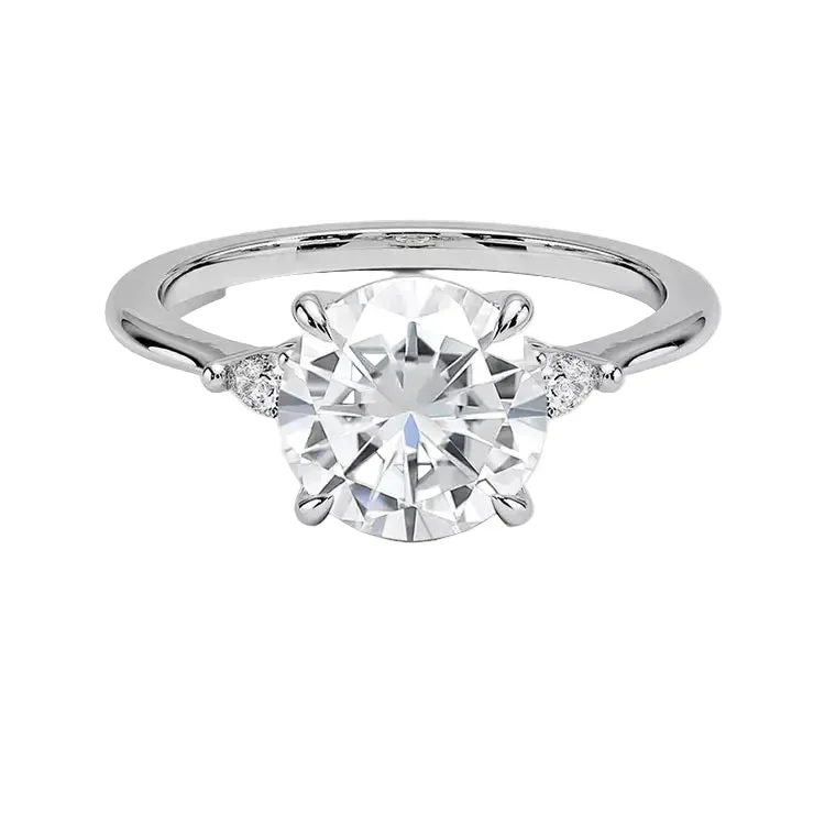 The Round Willow Three-Stone – Brilliant Pear Grace Ring - Image 4