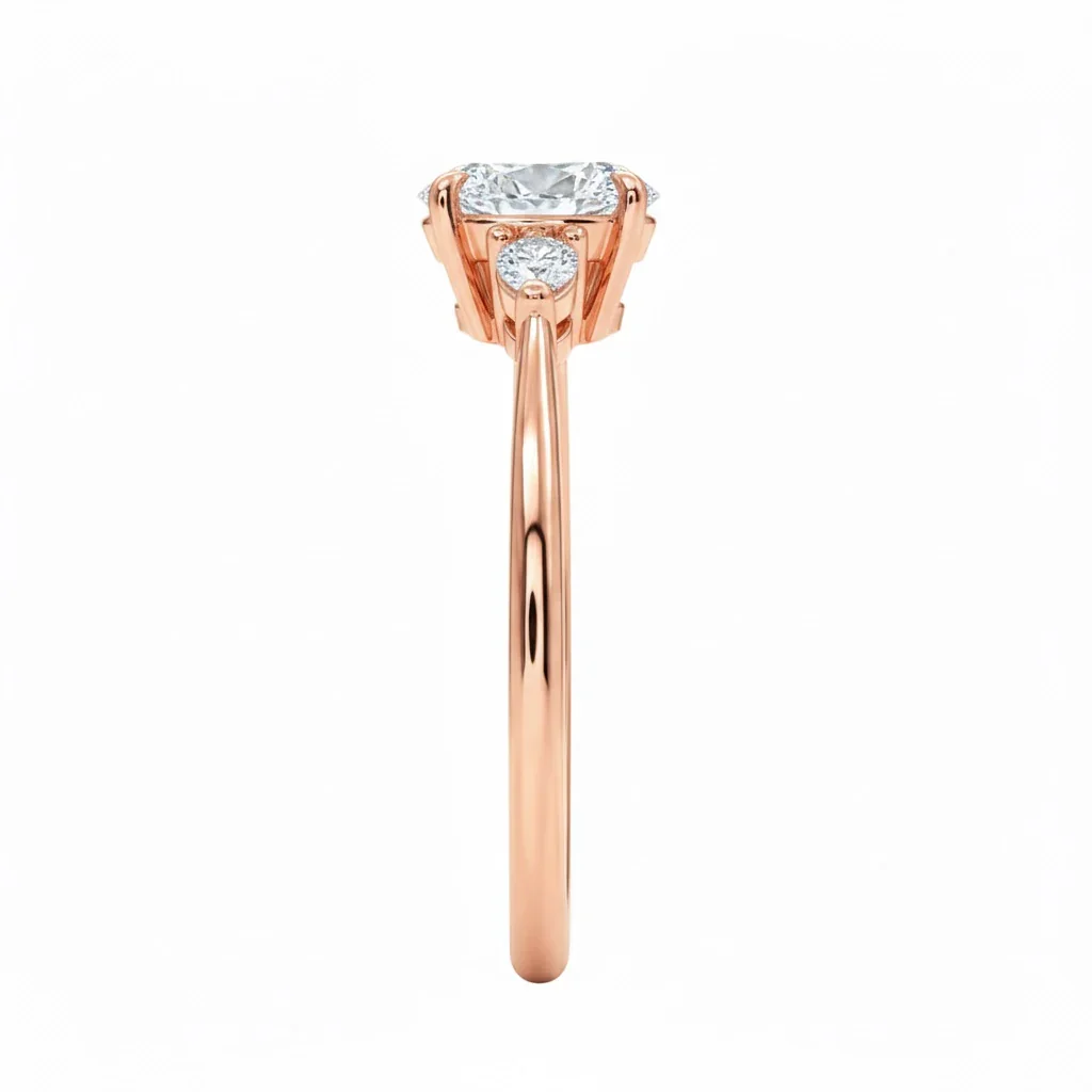 The Round Willow Three-Stone – Brilliant Pear Grace Ring - Image 8