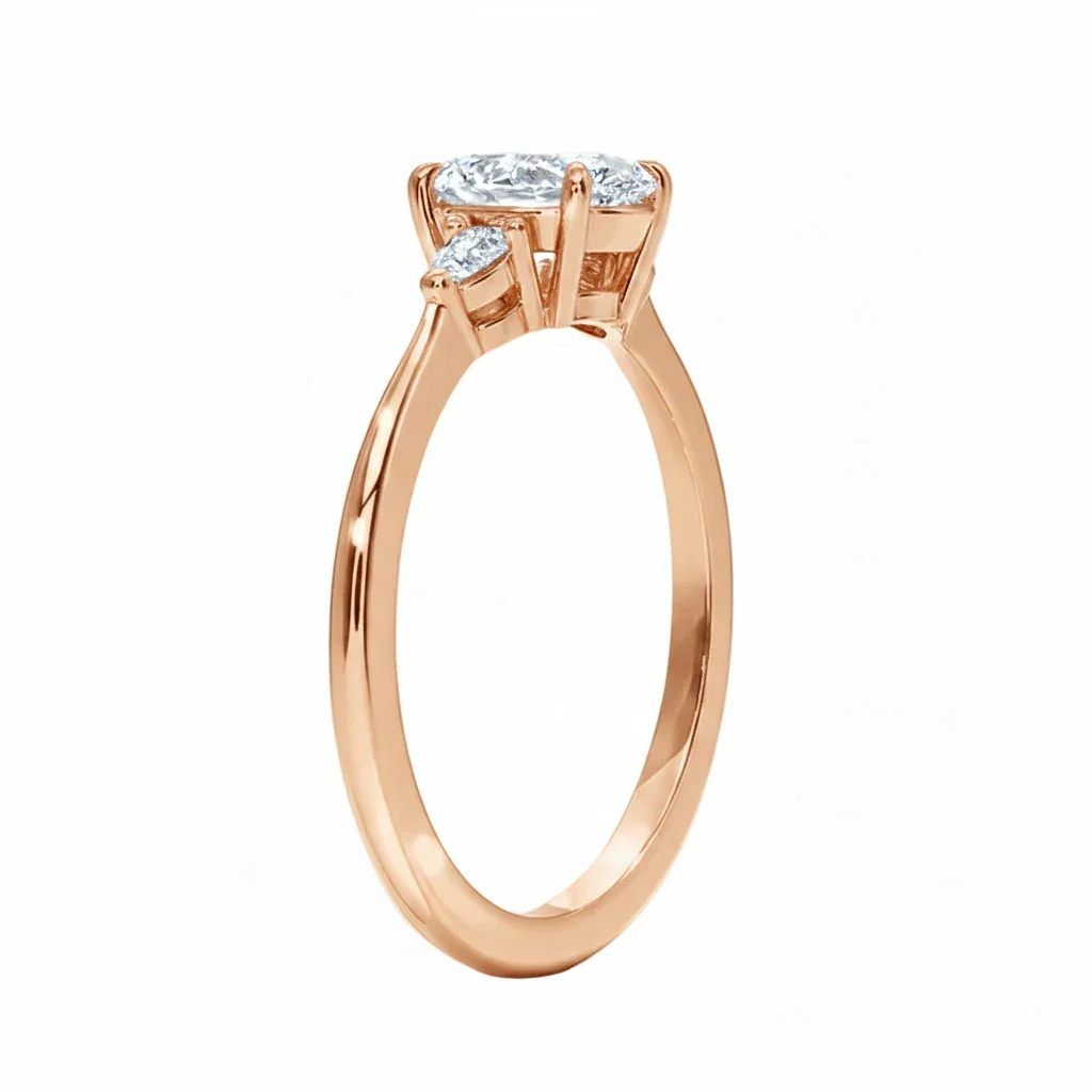The Round Willow Three-Stone – Brilliant Pear Grace Ring - Image 9