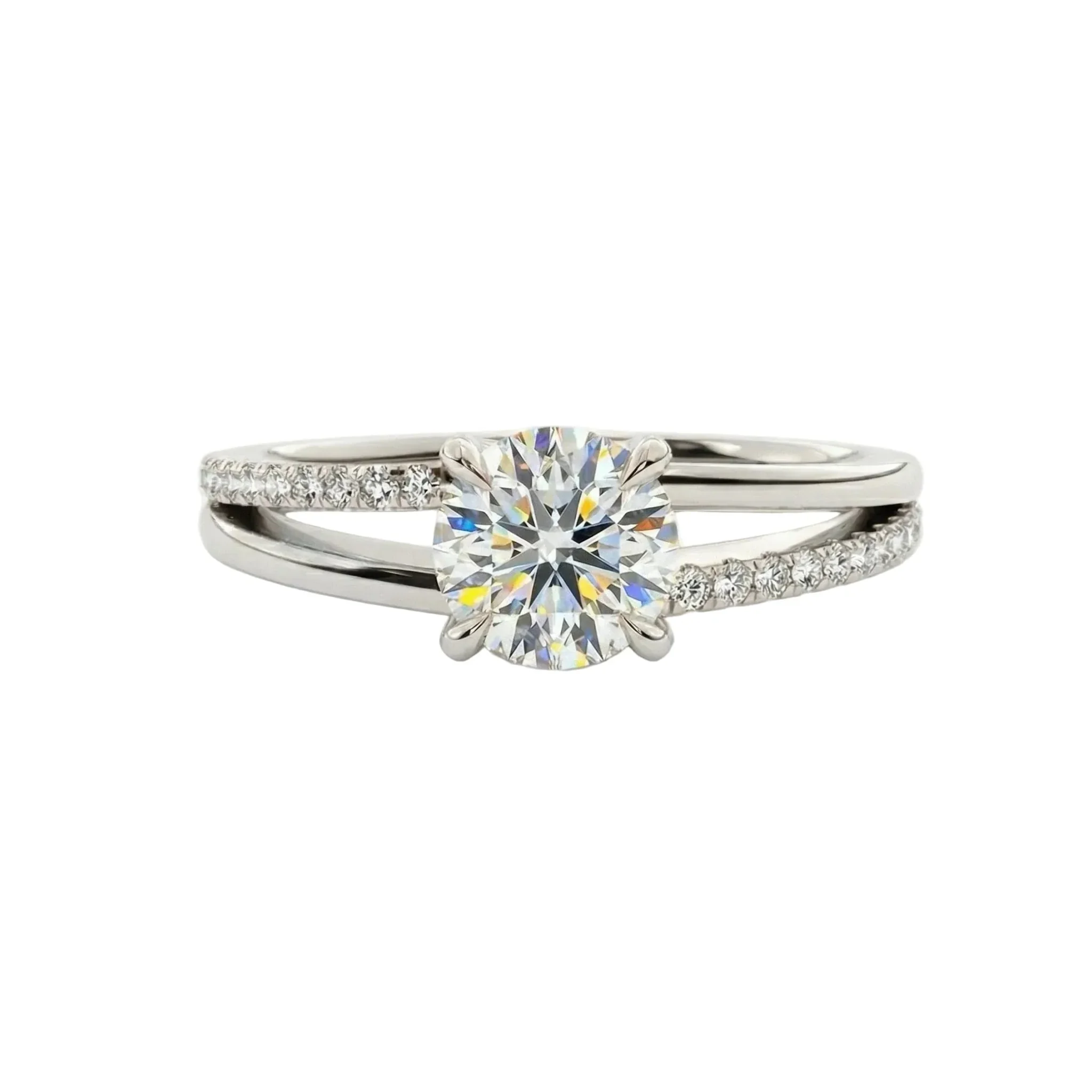 The Round Wishbone Solo – Single-Side Pavé V-Ring - Image 3