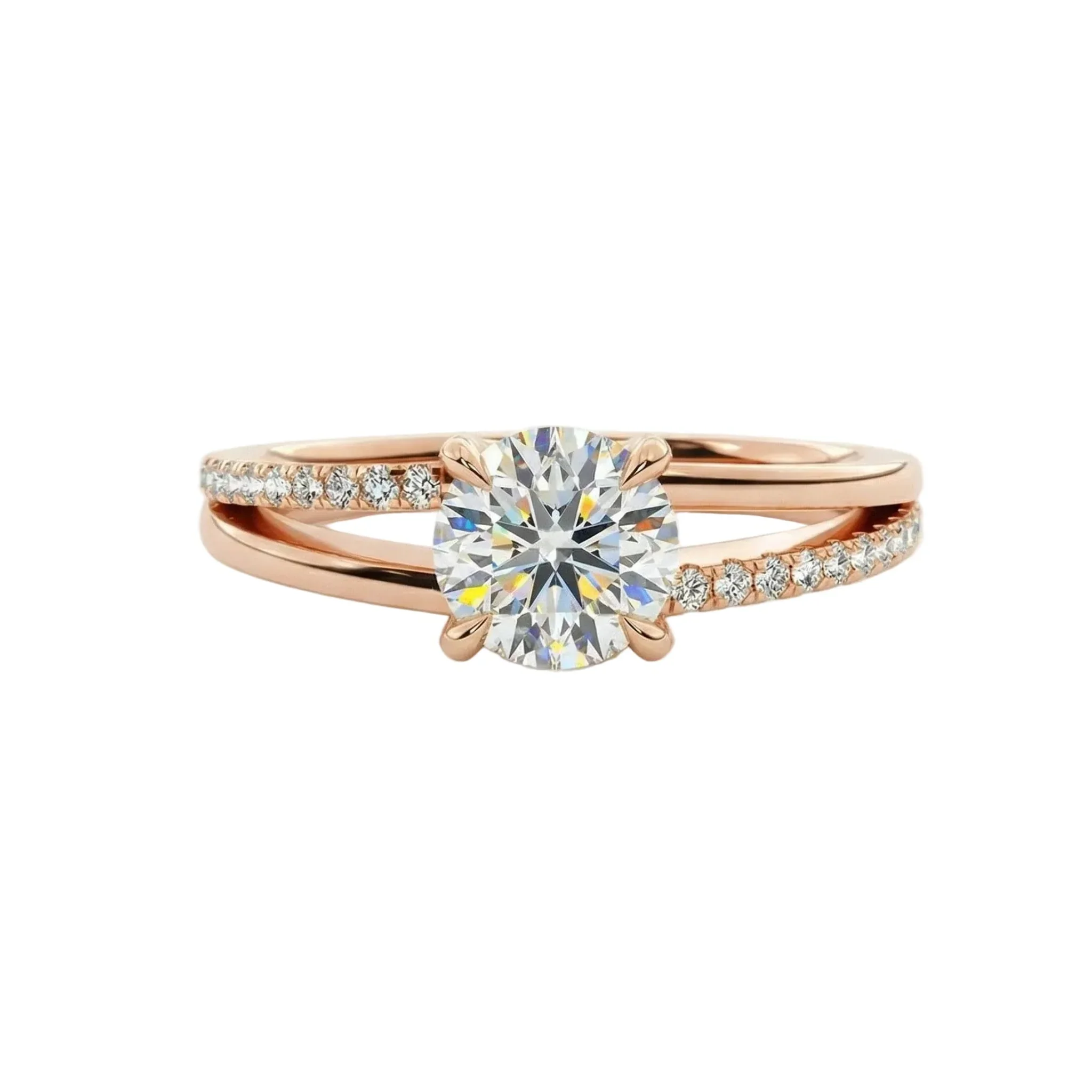The Round Wishbone Solo – Single-Side Pavé V-Ring - Image 5