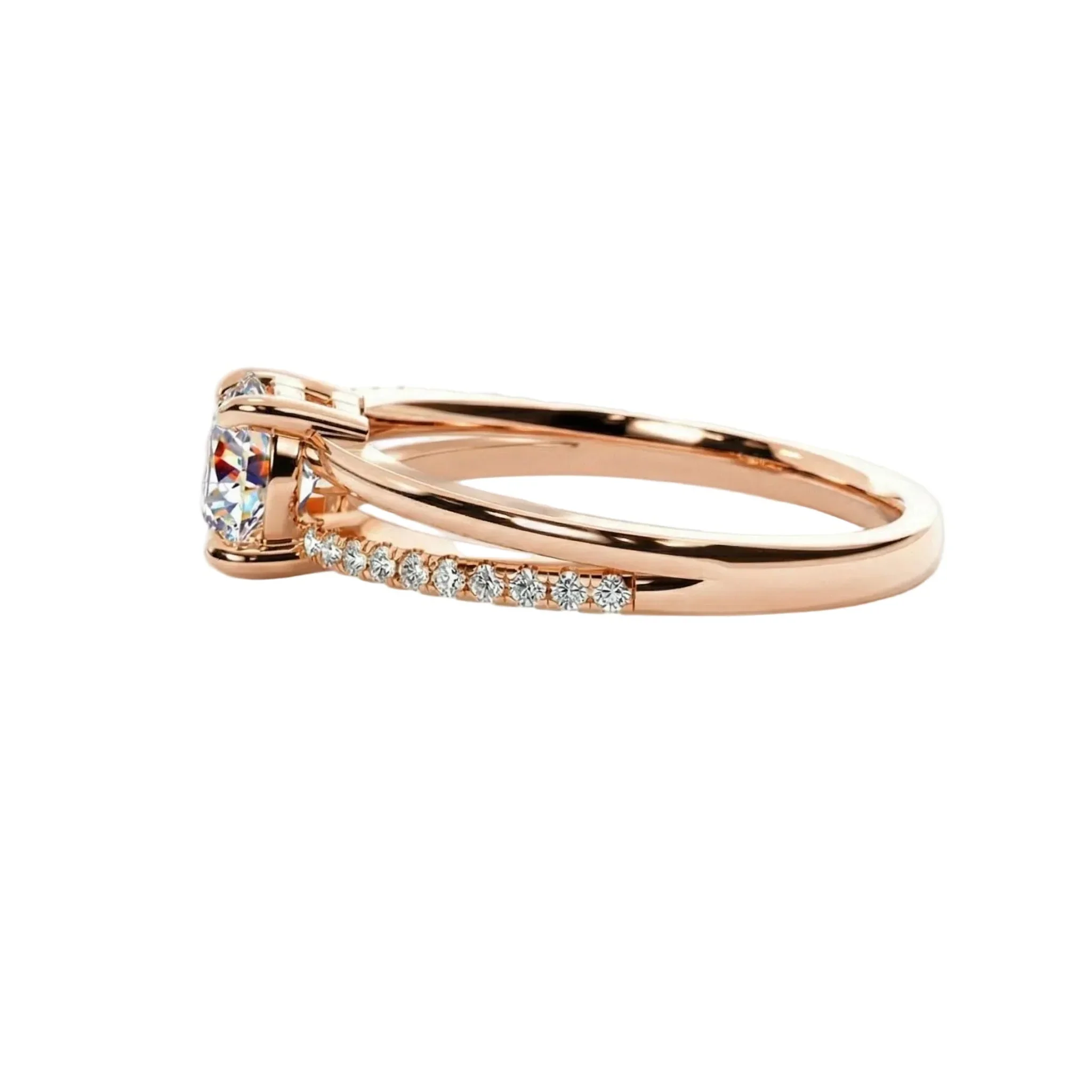 The Round Wishbone Solo – Single-Side Pavé V-Ring - Image 6