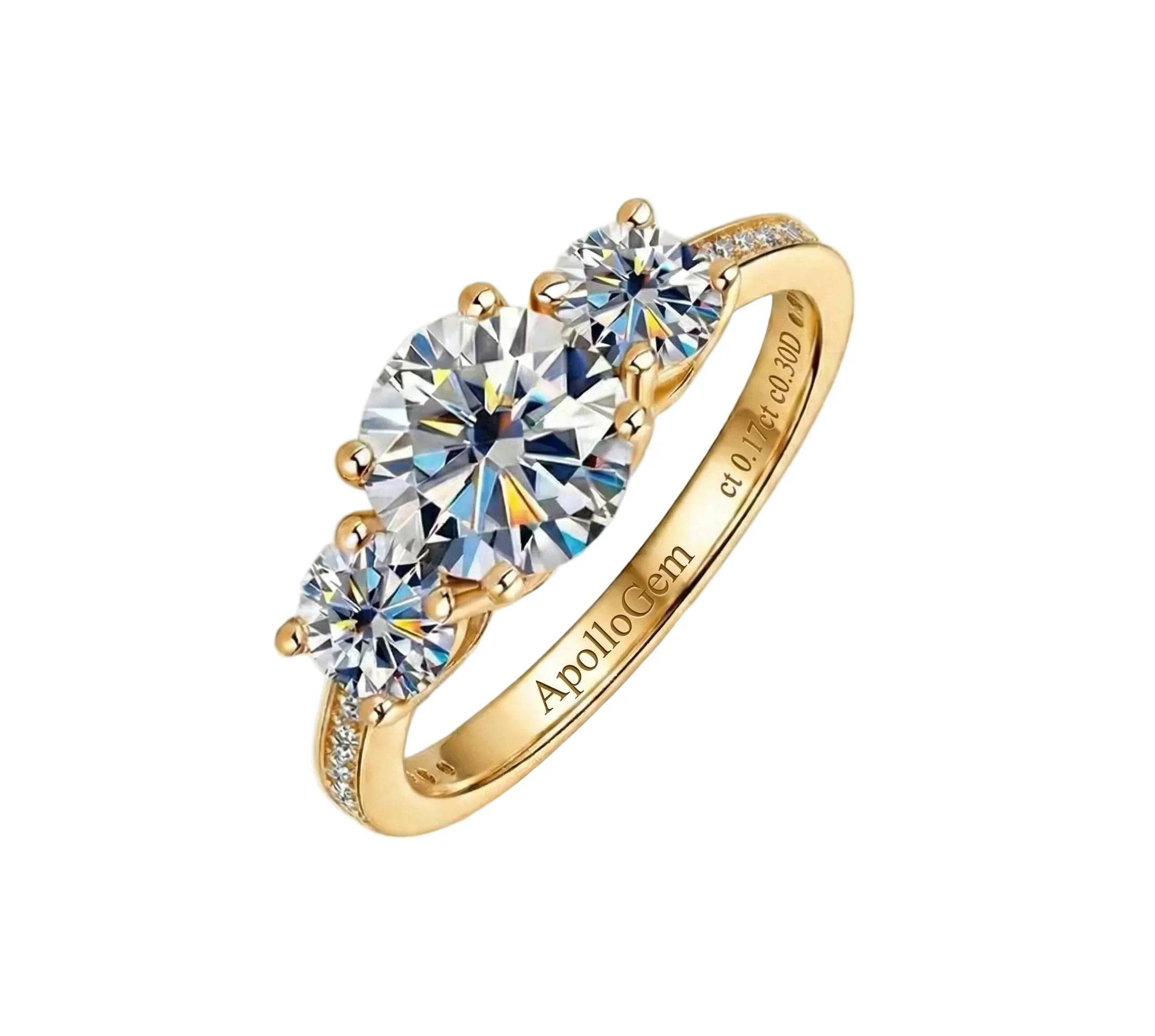 The Royal Trinity – Round Brilliant Pavé Trilogy Ring - Image 3