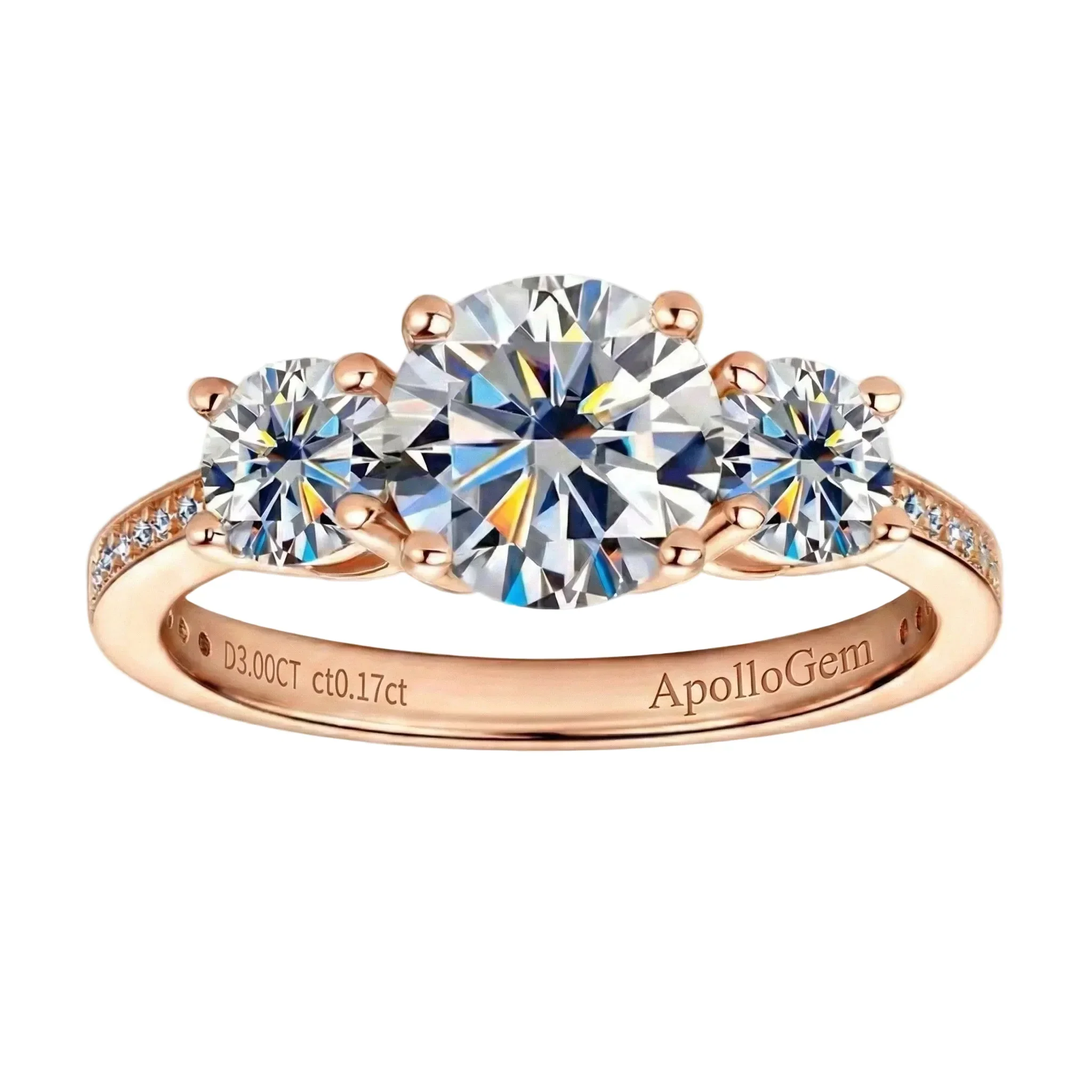The Royal Trinity – Round Brilliant Pavé Trilogy Ring - Image 4